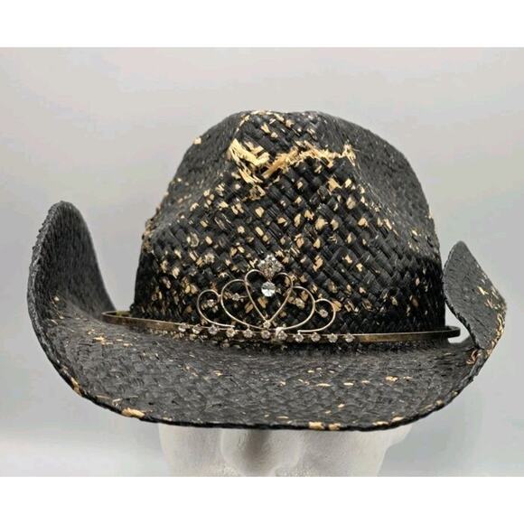 Peter Grimm - Keith Style Natural Fiber Weave Drifter Cowboy Hat Adorned W Tiara - Picture 1 of 15